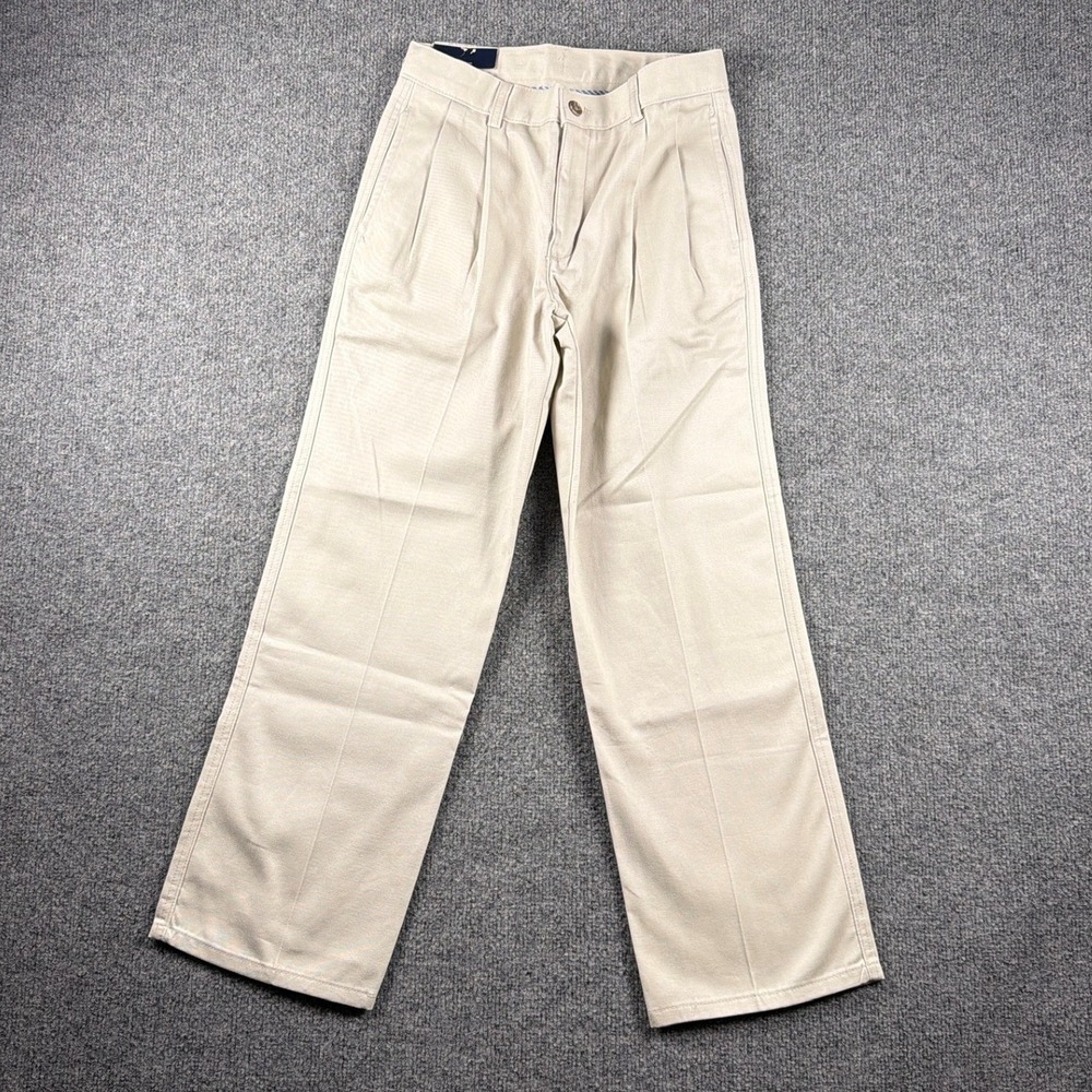 Chaps Pleated Front Pants Boys 12 Regular Cement Tan Schoolwear Adjustable Waist